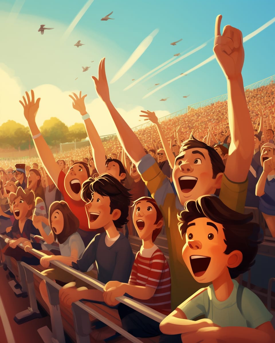 crowd cheering comic book style